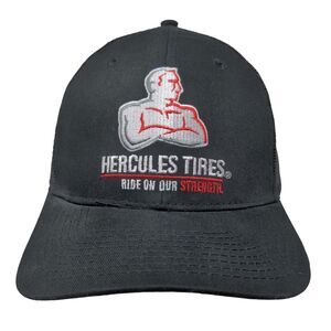 Hercules Tires Men's Snapback Mesh Back Trucker Hat Black Embroidered Logo